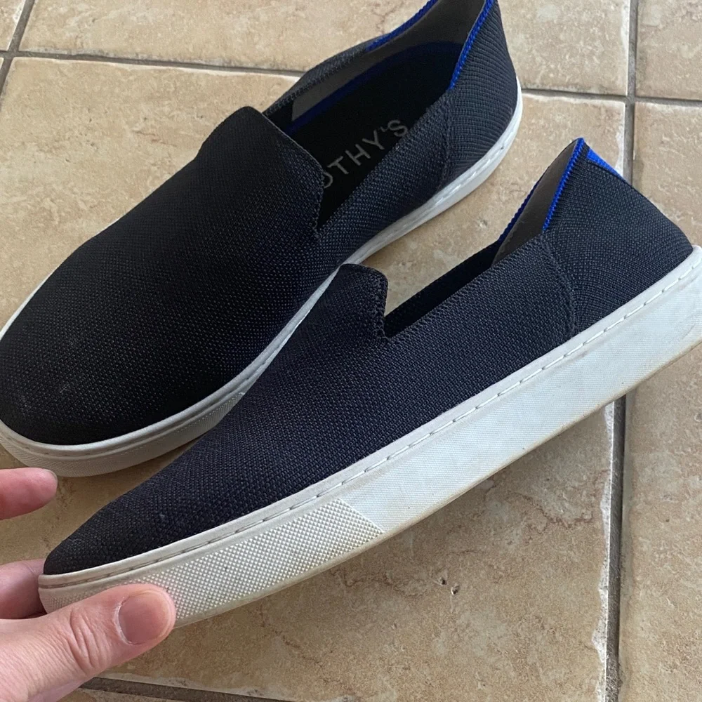 Rothy's Women's Loafers in Black with Blue Trim - Picture 3 of 5